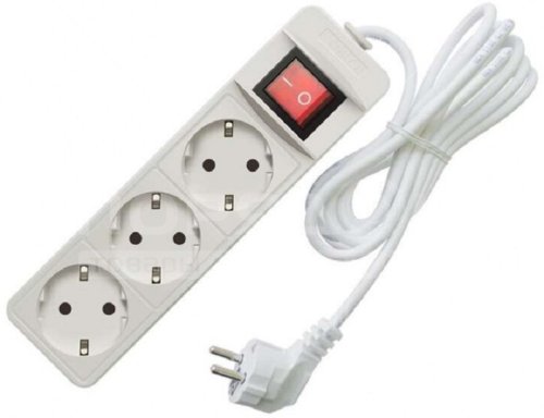 Удлинитель с заземлением и выключателем Союз 3-м 5,0м 16А 3500Вт белый  картинка 